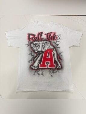 Custom Airbrushed Alabama Crimson Tide Elephant Graphic T Shirt White Adult L